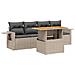 Set Divano Da Giardino 5 Pz Con Cuscini Grigio In Polyrattan - Foto miniatura 1