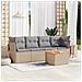 Set Divano da Giardino 5 pz con Cuscini Beige Misto Polyrattan - Foto miniatura 9