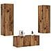 Mobili Tv A Parete 3 Pz Legno Antico In Legno Multistrato - Foto miniatura 1