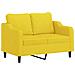 Divano A 2 Posti Con Cuscini Giallo Chiaro 120 Cm In Tessuto - Foto miniatura 3
