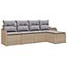 Set di divani da giardino 5 pezzi con cuscini in polirattan beige,  Divano da giardino 2 posti con cuscini in polirattan beige - Foto miniatura 1