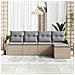 Set di divani da giardino 5 pezzi con cuscini in polirattan beige,  Divano da giardino 2 posti con cuscini in polirattan beige - Foto miniatura 3