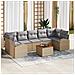Set Divano da Giardino da 8 Pezzi con Cuscini Beige in Rattan Polivalente Acacia, Divano da Giardino a Due Posti con Stoccaggio e Cuscini Beige in Rattan Polivalente - Foto miniatura 2