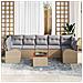 Set Divano da Giardino da 8 Pezzi con Cuscini Beige in Rattan Polivalente Acacia, Divano da Giardino a Due Posti con Stoccaggio e Cuscini Beige in Rattan Polivalente - Foto miniatura 3