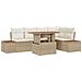 Set da pranzo da giardino 6 pezzi di con cuscini beige in rattan e acacia - Foto miniatura 1