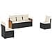 Set Divani da Giardino 5 pz con Cuscini in Polyrattan Nero - Foto miniatura 1
