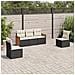 Set Divani da Giardino 5 pz con Cuscini in Polyrattan Nero - Foto miniatura 2