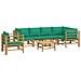 Set Salotto da Giardino 7pz con Cuscini Verdi Bambù - Foto miniatura 3