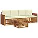 Set divani 5 pcs Naturale e Crema Legno di Acacia Massello - Foto miniatura 1