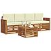 Set divani 5 pcs Naturale e Crema Legno di Acacia Massello - Foto miniatura 3
