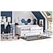Letto Singolo Per Bambini, Lettino Con Cassettone E Protezione Anticaduta Per Cameretta, Cm 164x85h60, Colore Bianco E Nero - Foto miniatura 1