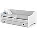 Letto Singolo Per Bambini, Lettino Con Cassettone E Protezione Anticaduta Per Cameretta, Cm 164x85h60, Colore Bianco E Nero - Foto miniatura 2