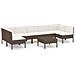 Set Divani Da Giardino 8 Pz Con Cuscini In Polyrattan Marrone - Foto miniatura 2