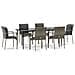 Set Salotto Giardino Con Cuscini 7 Pz Nero E Grigio Polyrattan - Foto miniatura 2
