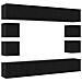 Set di mobili TV  a 8 pezzi montato a parete in rovere nero legno ingegnerizzato, Mobili TV a parete  2 pz rovere nero 30.5x30x30 cm, Mobili TV  2 pz rovere nero 100x30x30 cm legno ingegnerizzato - Foto miniatura 1