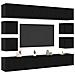 Set di mobili TV  a 8 pezzi montato a parete in rovere nero legno ingegnerizzato, Mobili TV a parete  2 pz rovere nero 30.5x30x30 cm, Mobili TV  2 pz rovere nero 100x30x30 cm legno ingegnerizzato - Foto miniatura 3