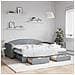 Divano Letto Estraibile Cassetti Grigio Chiaro 90x190cm Tessuto - Foto miniatura 2