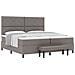 Letto con Box Spring e Materasso & Panchina Taupe 200x200 cm Tessuto - Foto miniatura 1