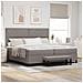 Letto con Box Spring e Materasso & Panchina Taupe 200x200 cm Tessuto - Foto miniatura 2