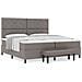 Letto con Box Spring e Materasso & Panchina Taupe 200x200 cm Tessuto - Foto miniatura 4