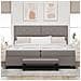 Letto con Box Spring e Materasso & Panchina Taupe 200x200 cm Tessuto - Foto miniatura 5