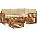 Set di divani da esterno con cuscino 5 pcs Naturale e Beige - Foto miniatura 1
