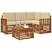 Set di divani da esterno con cuscino 5 pcs Naturale e Beige - Foto miniatura 3