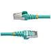 Cavo Ethernet CAT 6a - 1m - Acqua - Cavo di rete LAN Low Smoke Zero Halogen (LSZH) - 10GbE 500MHz 100W PoE++ - Filo /Cavo patch schermato S /FTP con spinotto RJ45 antigroviglio e rilievi di trazione - Foto miniatura 3