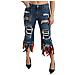 Jeans Cropped In Cotone A Vita Bassa Con Piume Blu - It38-xs - Foto miniatura 5