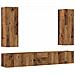 Mobili Tv A Parete 5 Pz Legno Antico In Legno Multistrato - Foto miniatura 2