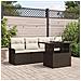 Set di divani da giardino 5 pezzi con cuscini in polyrattan marrone, Divano da giardino 2 posti con storage e cuscini in polyrattan marrone - Foto miniatura 2