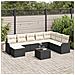 Set Divano da Giardino 8 Pezzi con Cuscini Rattan Poliarella Marrone,  Divano da Giardino 2 Posti con Storage & Cuscini Polyrattan Nero - Foto miniatura 2