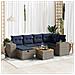 Set Divani da Giardino 7 pz con Cuscini Grigio in Polyrattan - Foto miniatura 2