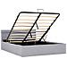 Letto Idraulico Contenitore Led Grigio Chiaro Tessuto 140x200cm - Foto miniatura 5