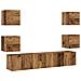 Mobili Tv A Parete 6 Pz Legno Vecchio Legno Multistrato - Foto miniatura 2