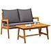 Set Bistro a 2 Pezzi con Cuscini - Realizzato in Legno di Acacia Solido - Foto miniatura 3