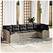 Set di 7 Pezzi di Divano da Giardino con Cuscini Grigio Chiaro Polyrattan,  Divano da Giardino per 2 Persone con Spazio di Stoccaggio e Cuscini Grigio Chiaro Polyrattan - Foto miniatura 2
