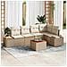 Set di Divani da Giardino Con Cuscini 6 Pezzi Beige Polyrattan Acacia - Foto miniatura 2