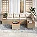 Set di Divani da Giardino Con Cuscini 6 Pezzi Beige Polyrattan Acacia - Foto miniatura 3