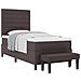 Letto a molle con materasso e panca marrone scuro 100x200 cm Tessuto - Foto miniatura 1