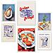 Set Di 6 Stampe Illustrazioni Decorative Di Cibo E Dieta Mediterranea In Stile Pop Art Incorniciate Con A3 & A4 Cornice Bianca - Foto miniatura 1