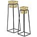 Set 2 Porta-vasi Quadrati In Ferro Oro E Nero Cm 23x70 E Cm 20x60 - Foto miniatura 2