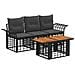 Set Divano da Giardino 4 pz Nero e Grigio scuro polyrattan - Foto miniatura 1