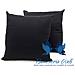 Coppia Cuscini Arredo Imbottiti Tessuto Ottoman In Tinta Unita Colore Nero 22 40x40 Nero 22 - Foto miniatura 1