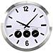 Orologio Da Parete Con 3 Fusi Orari 45,5 Cm Bianco E Argento - Foto miniatura 1