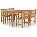 Set da Pranzo per Esterni 5 pz in Legno Massello di Teak - Foto miniatura 1