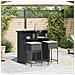 Set Bar Da Giardino 3 Pz Con Cuscini In Polyrattan Nero - Foto miniatura 2