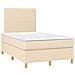 Letto a Molle con Materasso e LED Crema 120x190 cm in Tessuto - Foto miniatura 6
