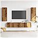Mobili Tv A Parete 4 Pz Legno Antico In Legno Multistrato - Foto miniatura 3