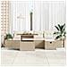 Set di Divani da Giardino con Cuscini 6 Pezzi Beige Rattan Poliestere - Foto miniatura 3